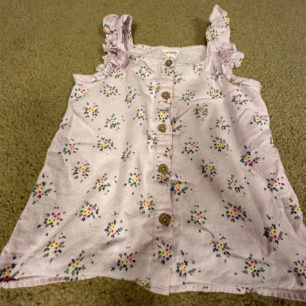 Pink sleeveless kids button shirt